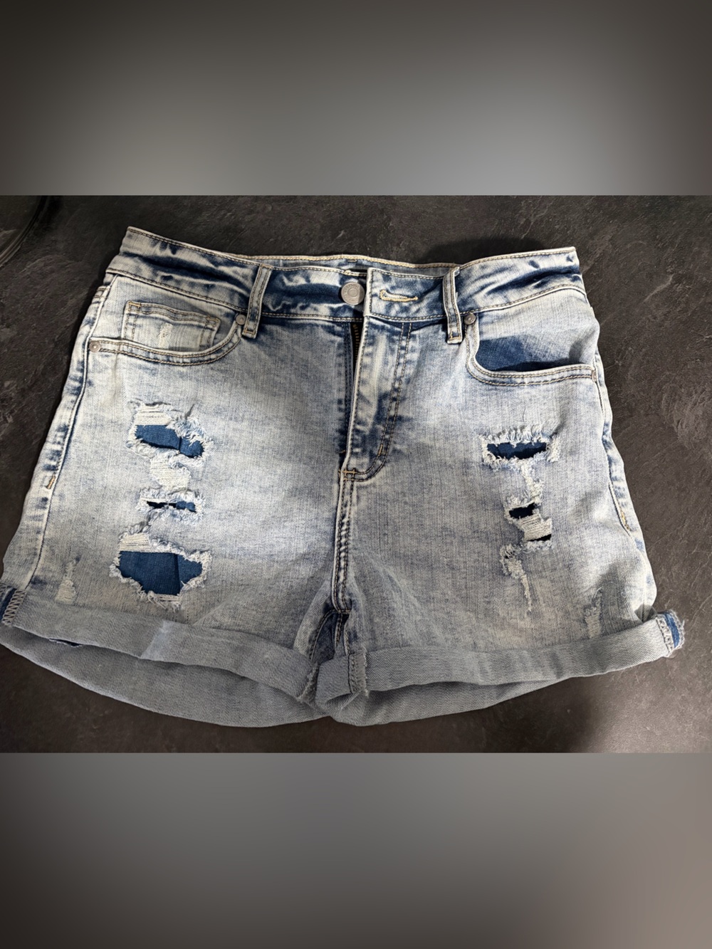Light Wash Distressed Jean Shorts